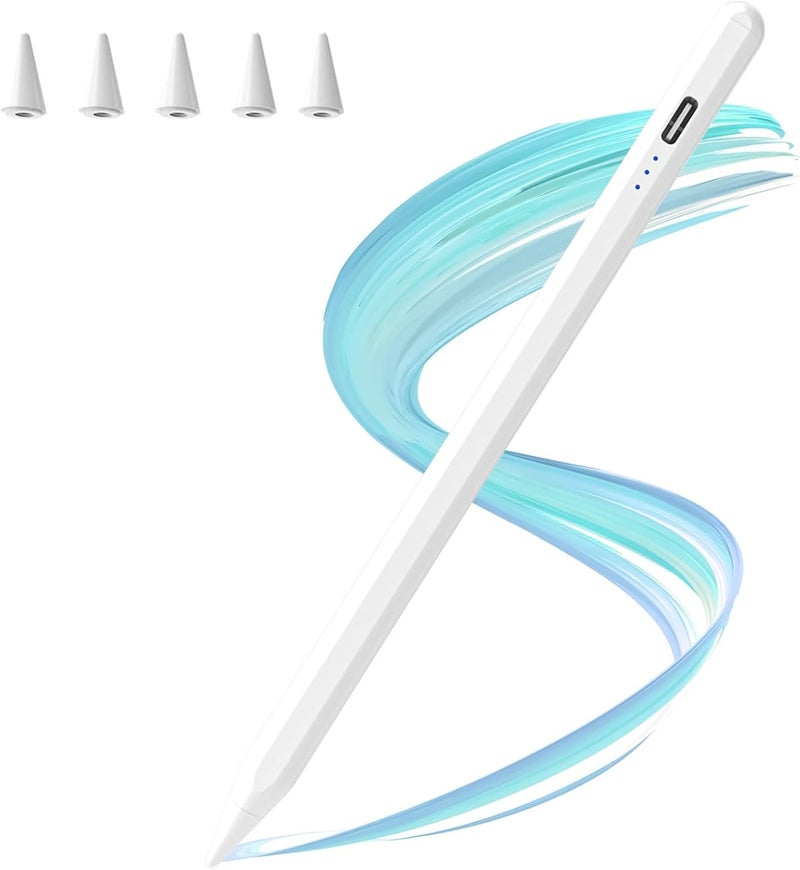 Cc Store Stylus Pen for iPad 2018-2025-15 Mins Fast Charge,Palm Rejection & Tilt Sensitive Stylus Pen for iPad A16-11/10/9/8/7/6th Gen, Air 3/4/5/M2/M3, Mini 5/6th, Pro 12.9/11/13-inch M4(White) - Image 1